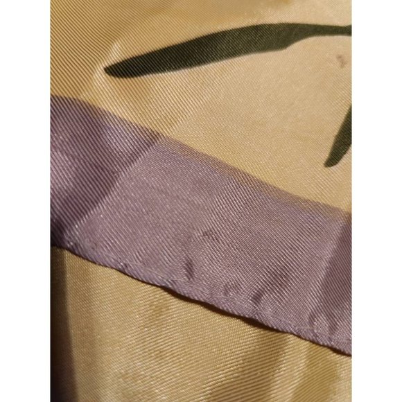 Vintage Silk Scarf Gray, Yellow Olive Green Abstract Scarf - Picture 5 of 5